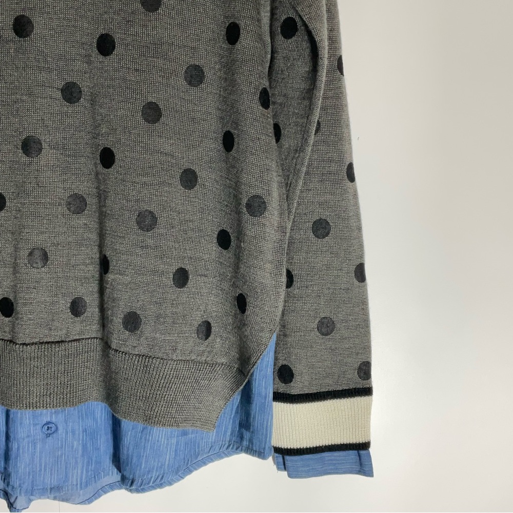 Gray Polka Dot V-Neck Sweater - Picture 11 of 16